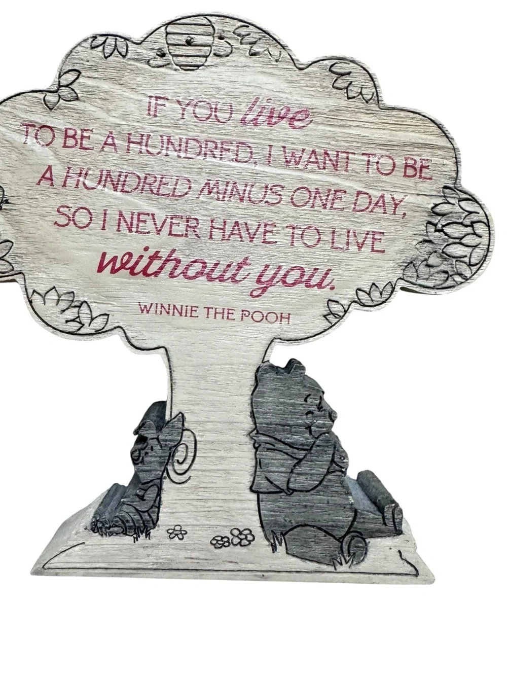 Hallmark Disney Winnie the Pooh Wood Look Tabletop Friendship Plaque